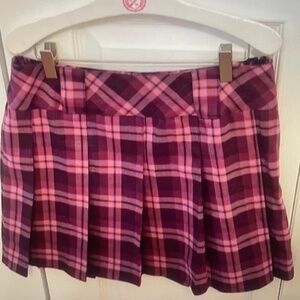Pristine Purple Pink Pleated Plaid Skirt (M)